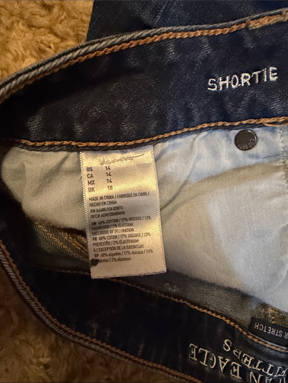 American Eagle Outfitters Dark Blue Distressed Denim Cutoff Shorts - Picture 3 of 3